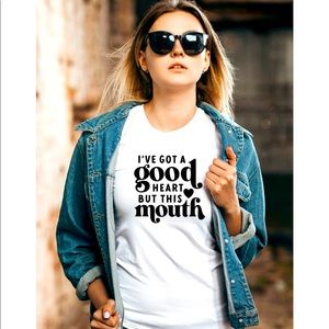 Good heart but this mouth t-shirt